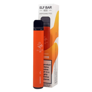 The Elf Bar 600 Mango flavour, is a disposable vape device filled with nicotine salt-based e-liquid.