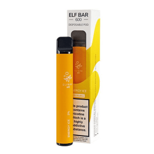 The Elf Bar 600 Energy Ice flavour, is a disposable vape device filled with nicotine salt-based e-liquid.